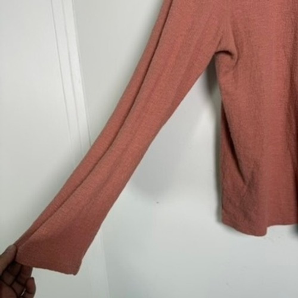 Madewell Side Tie Knot Top Womens Large Rose Pink Long Sleeve Cotton J4683 Boho - Picture 5 of 10